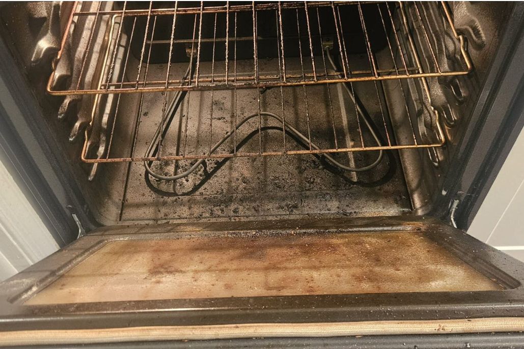 Oven interior — before cleaning